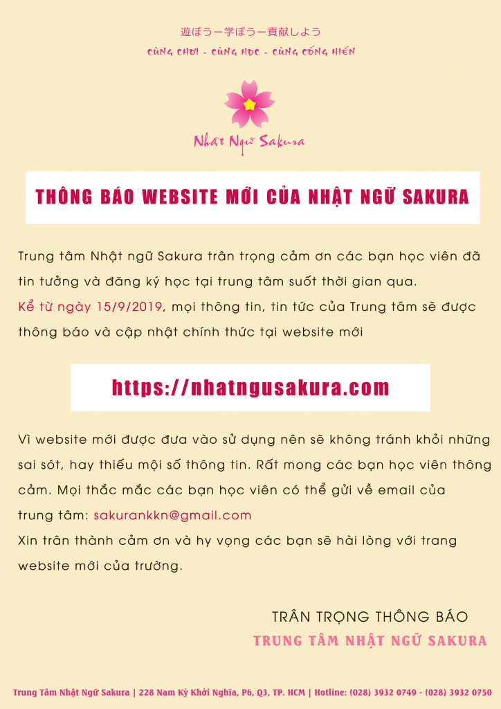THONG BAO WEBSITE MOI